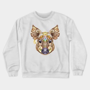 Ornate Decorative Boar, Wild Animal Head Crewneck Sweatshirt